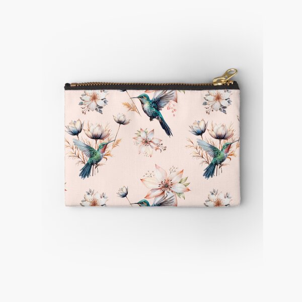 Item preview, Hummingbird with herbs and abstract watercolor flowers pattern designed and sold by DariyaDell.