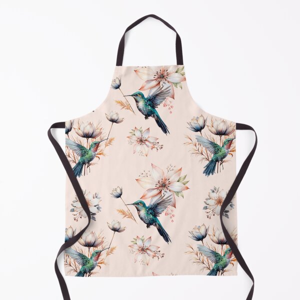 Item preview, Hummingbird with herbs and abstract watercolor flowers pattern designed and sold by DariyaDell.