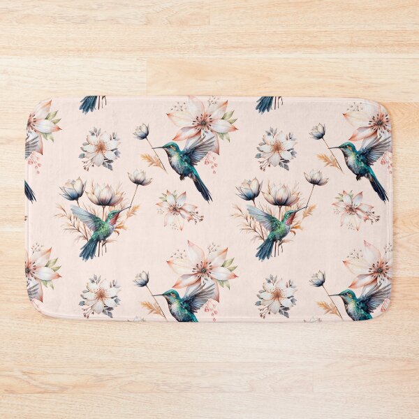 Item preview, Hummingbird with herbs and abstract watercolor flowers pattern designed and sold by DariyaDell.