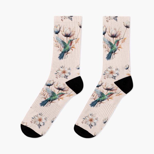 Item preview, Hummingbird with herbs and abstract watercolor flowers pattern designed and sold by DariyaDell.