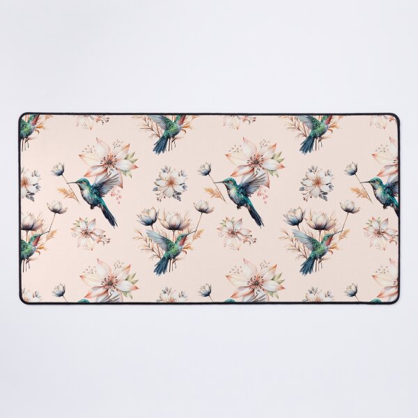 Item preview, Hummingbird with herbs and abstract watercolor flowers pattern designed and sold by DariyaDell.