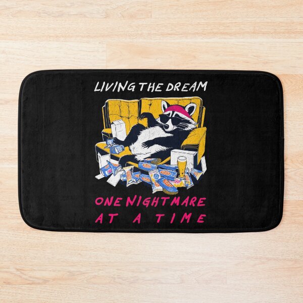 Item preview, Living the Dream one Nightmare at a Time - retro Raccoon designed and sold by Hugo Bloke.