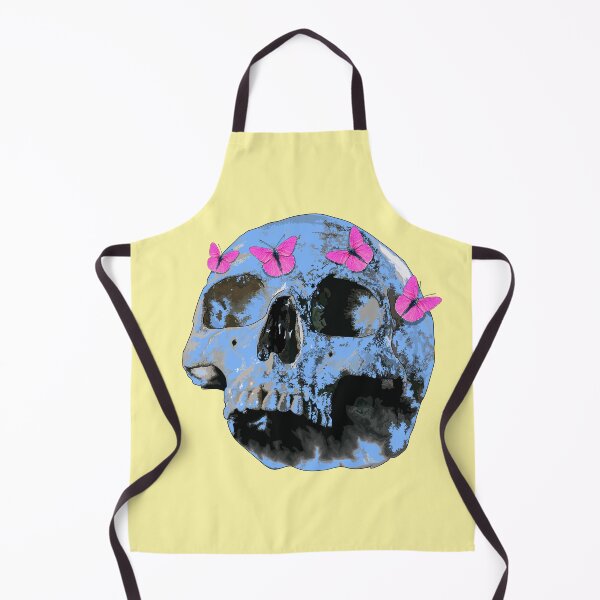 Item preview, Sky blue skull (side view) with pink butterflies designed and sold by m-yoga-store.