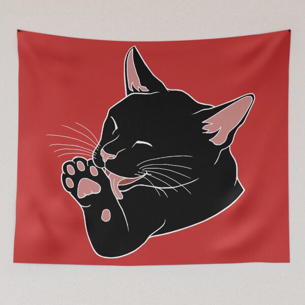 Item preview, Black Cat Licking their Toe Beans  designed and sold by Deborah Camp.