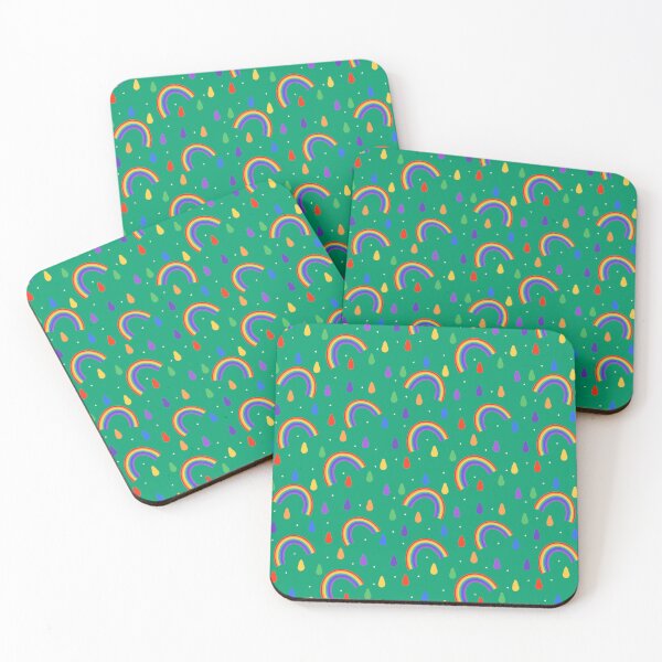 Item preview, Green Rainbows and Raindrops Pattern designed and sold by aimeelaur.