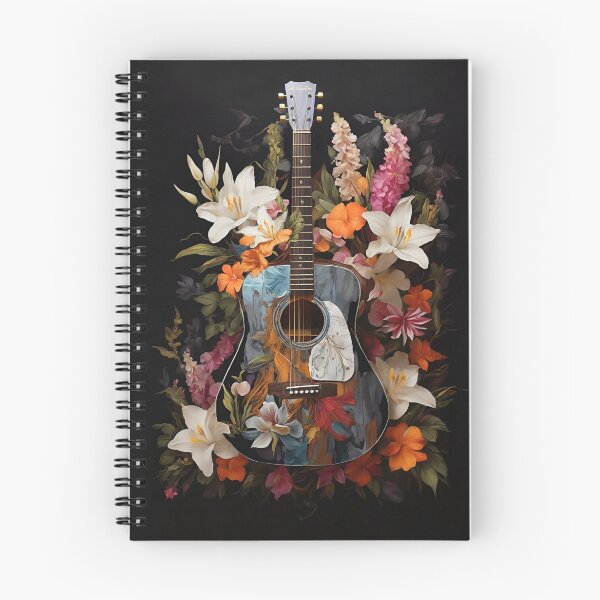 Item preview, acoustic guitar surrounded by flowers in Oil Painting designed and sold by Bcolors.