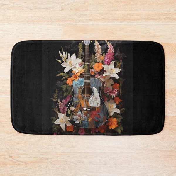 Item preview, acoustic guitar surrounded by flowers in Oil Painting designed and sold by Bcolors.