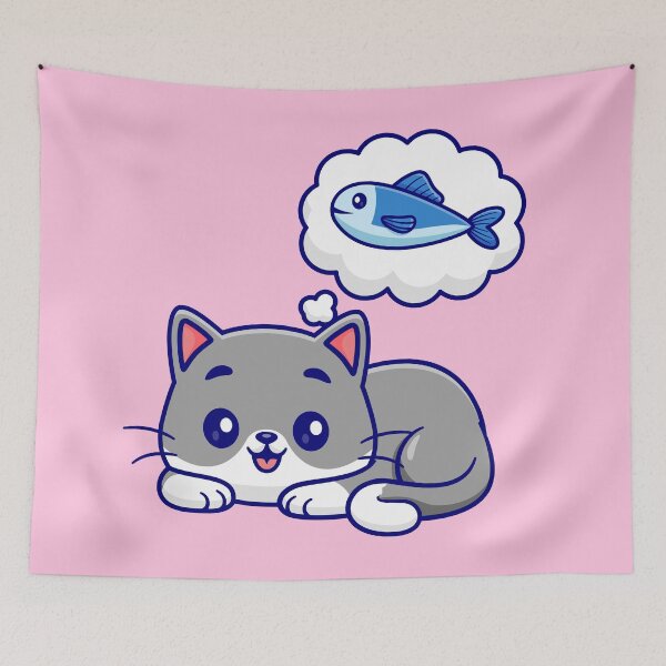 Item preview, Pondering the Catch: Cartoon Cat Vector Icon designed and sold by hjian8219.