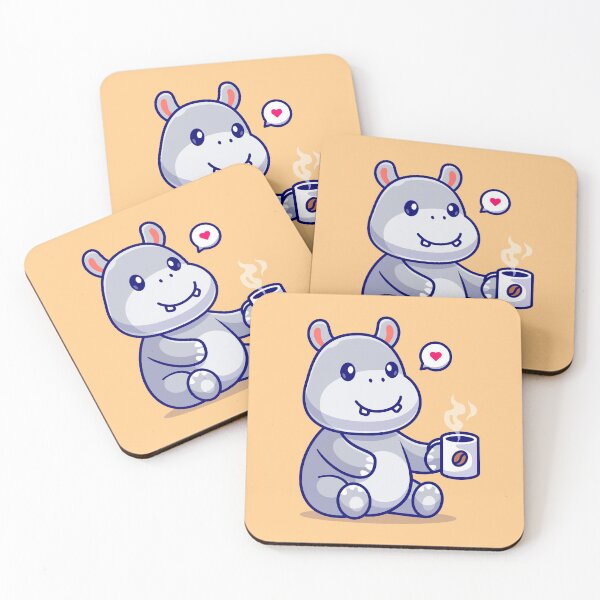 Item preview, Caffeine Companion: Cute Hippo Drinking Coffee Icon designed and sold by hjian8219.