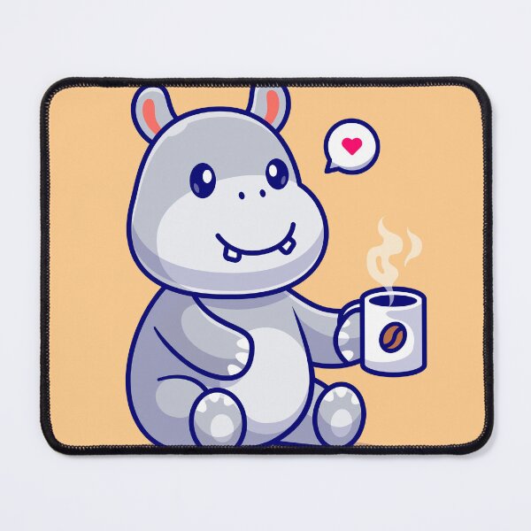 Item preview, Caffeine Companion: Cute Hippo Drinking Coffee Icon designed and sold by hjian8219.