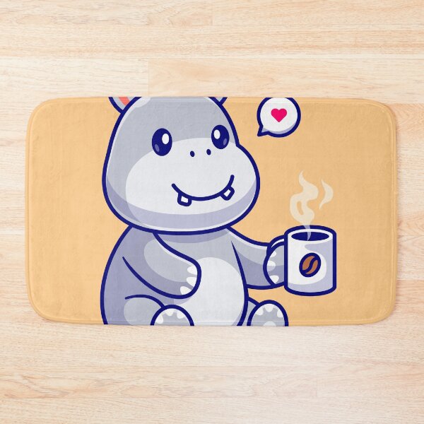Item preview, Caffeine Companion: Cute Hippo Drinking Coffee Icon designed and sold by hjian8219.