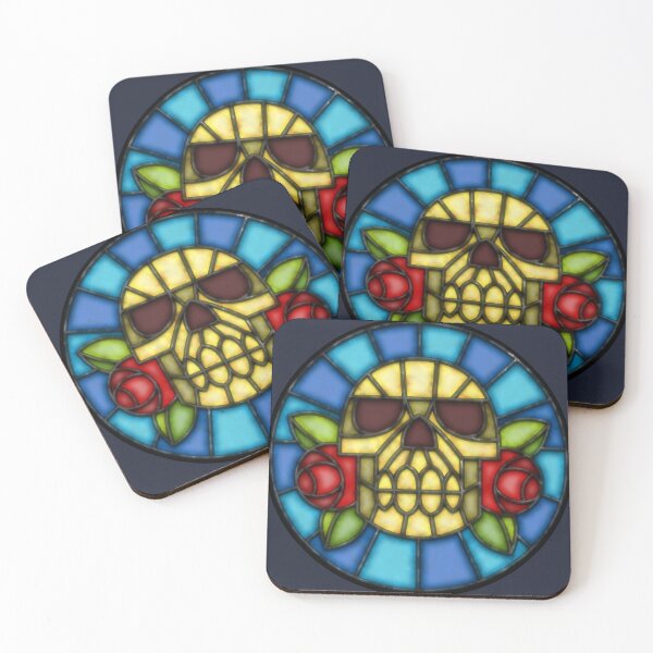 Item preview, Stained Glass Skull and Roses designed and sold by Calipygian.