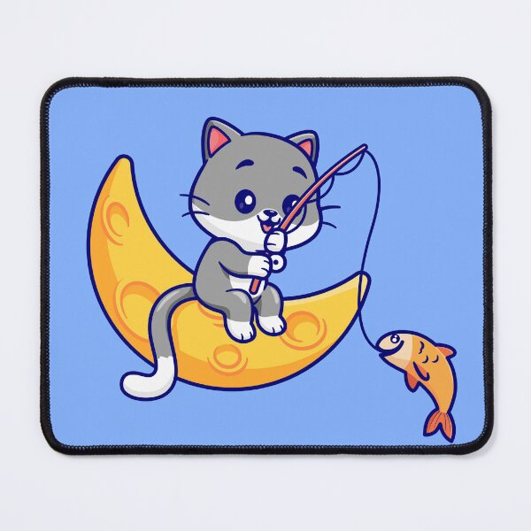 Item preview, Moonlit Fishing Adventure: Cute Cat Cartoon Icon designed and sold by hjian8219.