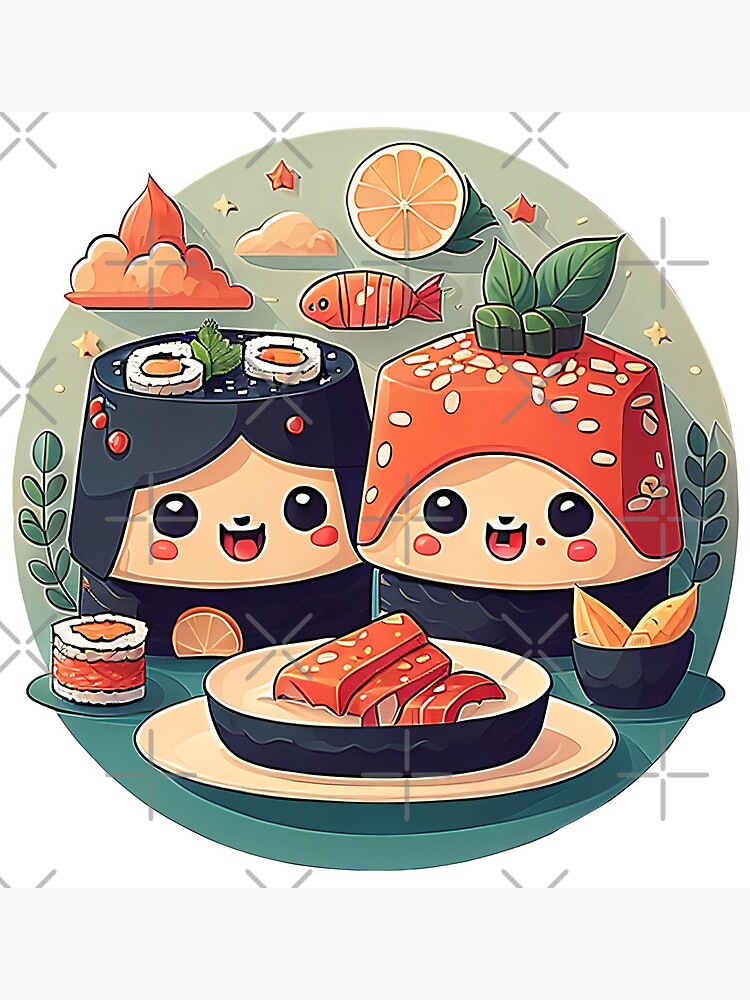 Funny Cute Kawaii Delicious Sushi Set Poster for Sale by ToonPix