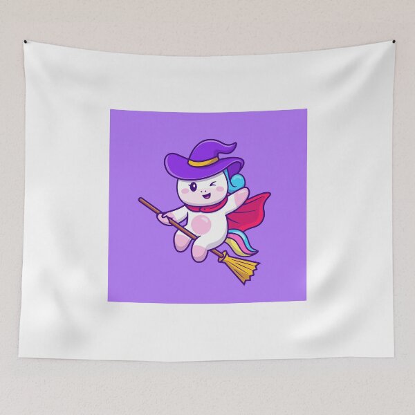 Item preview, Enchanting Unicorn Witch: Magical Broom Ride Cartoon designed and sold by hjian8219.
