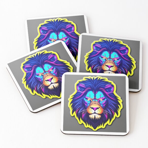 Item preview, Majestic neon lion face sticker image designed and sold by Design Dreamer.
