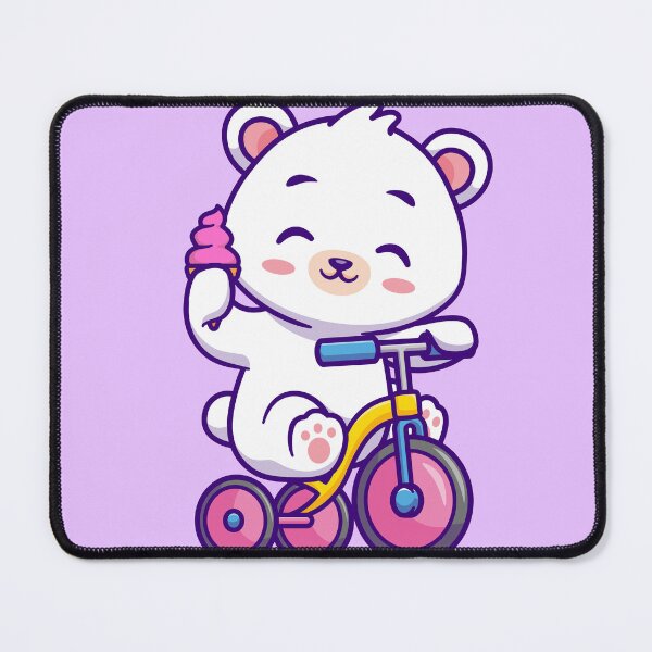 Item preview, Adorable Polar Bear on a Bicycle with an Ice Cream Cone - Cartoon Vector Illustration designed and sold by hjian8219.