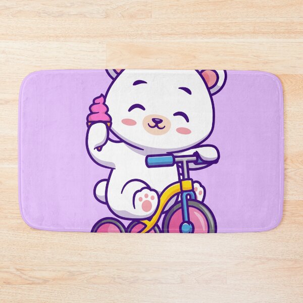Item preview, Adorable Polar Bear on a Bicycle with an Ice Cream Cone - Cartoon Vector Illustration designed and sold by hjian8219.