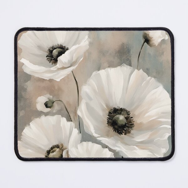 Item preview, Alabaster Poppies, White Poppies Floral Art designed and sold by Glimmersmith.