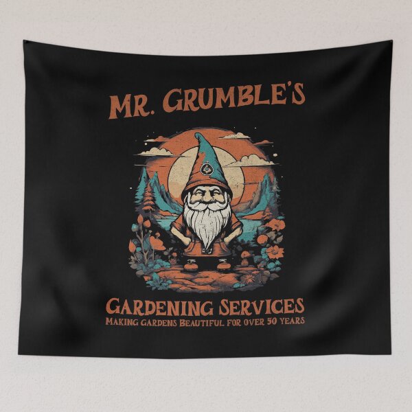 Item preview, Vintage Gnome Gardening Black T-Shirt - Mr. Grumble's Over 50 Years designed and sold by AmorcitoDesigns.