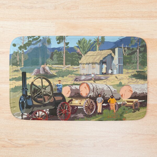 Item preview, Traction engine hauling Kauri logs, New Zealand, c.1890s designed and sold by contourcreative.