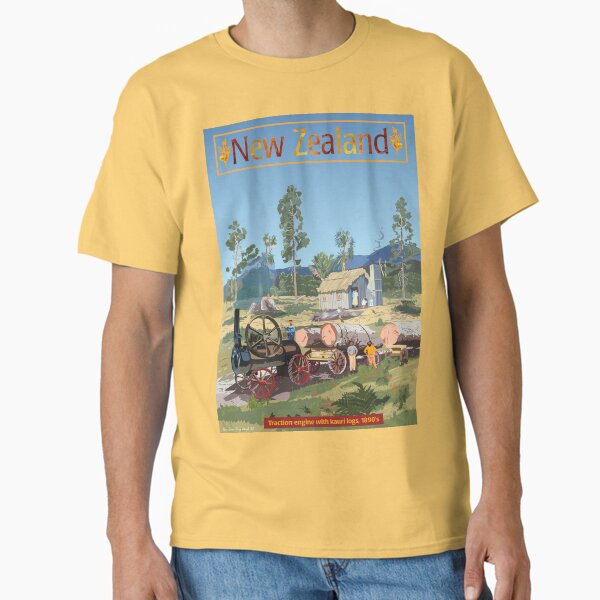 Item preview, Traction engine hauling Kauri logs, New Zealand, c.1890s designed and sold by contourcreative.