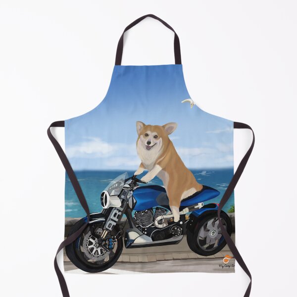 Aperçu de l'œuvre Mon Corgi a la moto créée et vendue par MyCorgiArt.