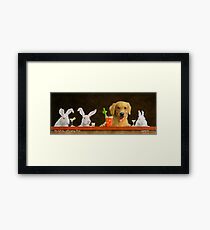 Will Bullas / art print / hare of the dog with a young blond... / humor / animals Framed Print
