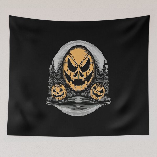 Item preview, Three Halloween Skeleton Pumpkins in a Forest designed and sold by BirdsnStuff.