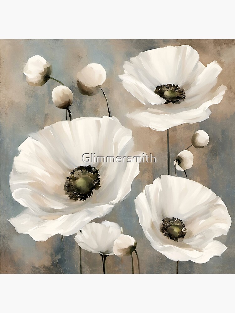 Set of 2, Poppy Painting, Poppy Gift, Poppy Flower Art, discount Poppy Flower Print, Watercolor Flower, White Poppy Gifts, Botanical Painting