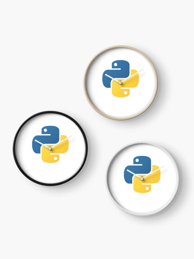 Thumbnail 3 of 4, Clock, Python Official Logo Scripting Programming Language designed and sold by Rainwater Merch.