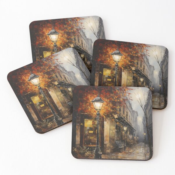 Item preview, Incastic Painting Streetlamps in Paris Outside Bookstore in Autumn, Canvas Prints designed and sold by aiartbay.