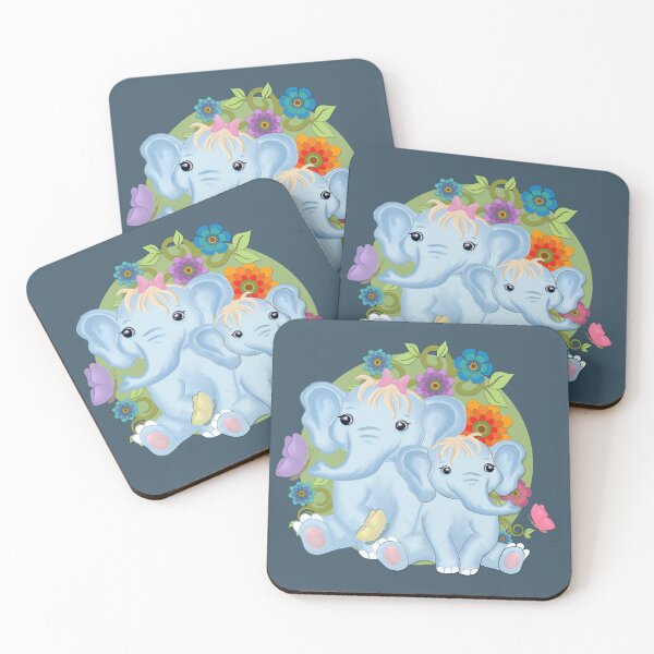 Item preview, Mom and baby Elephants with Flowers Butterflies designed and sold by Alondra.