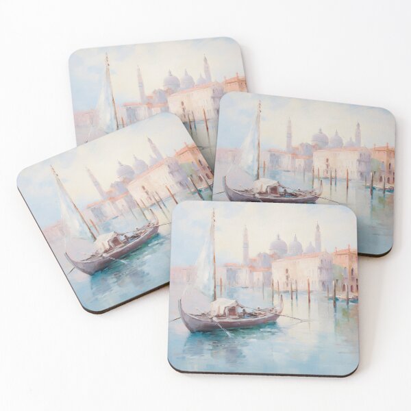 Artikelvorschau, Venedig Ölgemälde Vintage verträumte Pastellfarbpalette, Leinwanddrucke entworfen und verkauft von aiartbay.