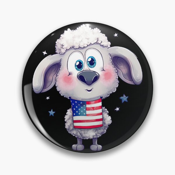 Item preview, Cartoon Sheep Holding an American Flag designed and sold by TheUSAFantasy.