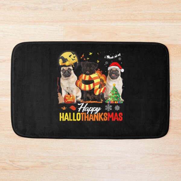 Item preview, Cute Pug Happy Hallothanksmas Halloween Thanksgiving Xmas designed and sold by William Parker.