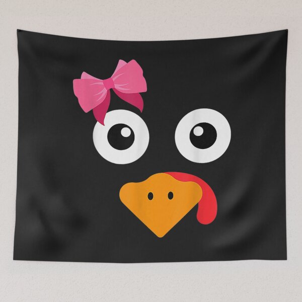 Item preview, Cute Turkey Face Girl Funny Pink Bow Running Pilgrim Trot designed and sold by William Parker.