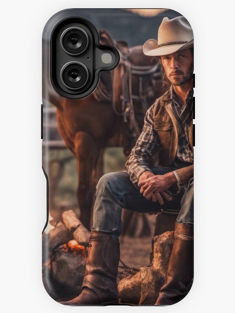 Thumbnail 1 of 4, iPhone Case, Cowboy at Campfire designed and sold by LenCarol.