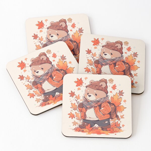 Item preview, Dusty Rose Bear with Fall Surroundings designed and sold by InkedBeasts.