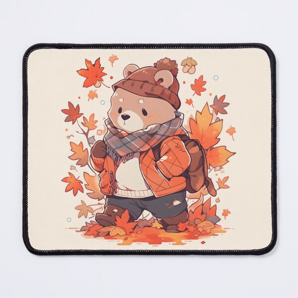 Item preview, Dusty Rose Bear with Fall Surroundings designed and sold by InkedBeasts.