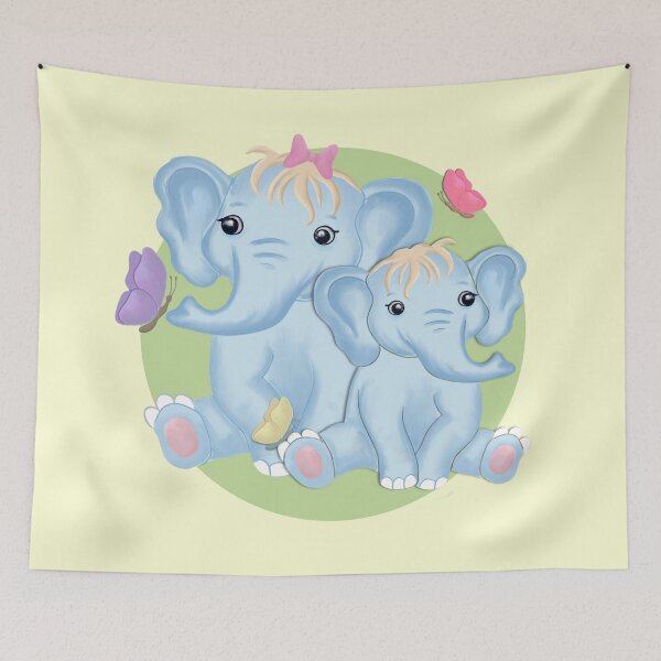 Item preview, Mom and baby Elephants with Butterflies designed and sold by Alondra.
