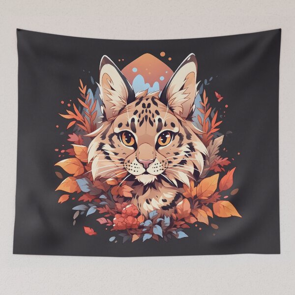 Item preview, Brave Bobcat with Alert Ears in Fall designed and sold by InkedBeasts.