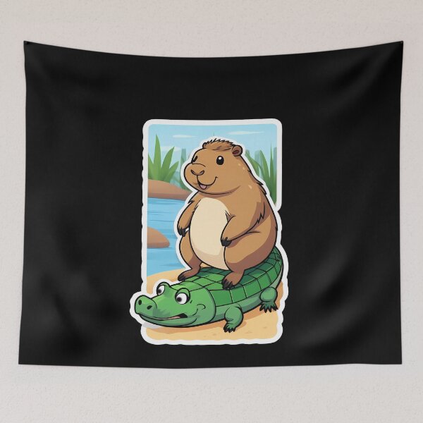 Item preview, Capybara and Alligator Cartoon Friends designed and sold by Mechanical-Artt.