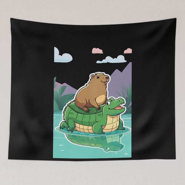 Item preview, Cartoon Capybara and Alligator Adventure designed and sold by Mechanical-Artt.
