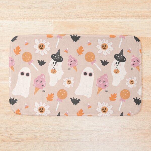 Item preview, Ghost Party Peach Background Seamless Pattern Print designed and sold by Lucy Ortiz Studio.