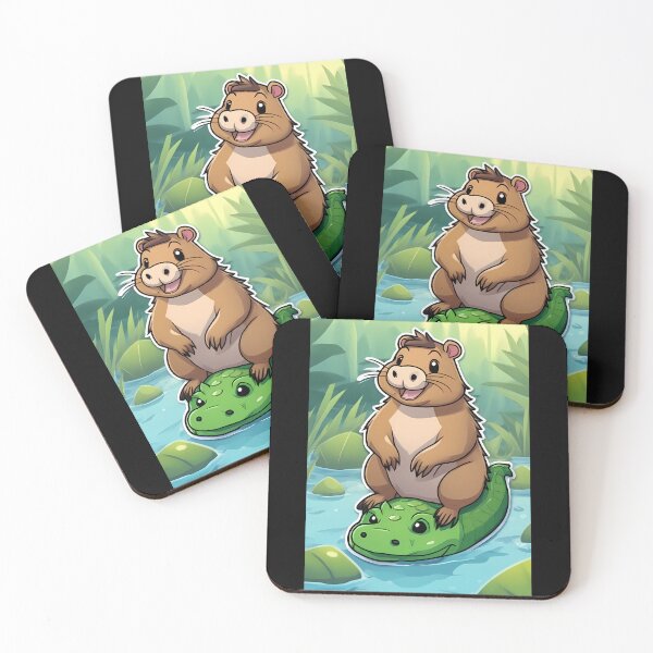 Item preview, Capybara and Alligator Cartoon Fun designed and sold by Mechanical-Artt.