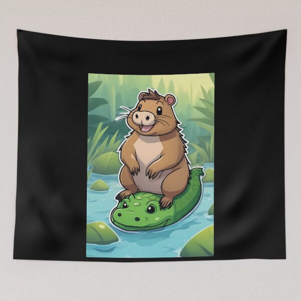 Item preview, Capybara and Alligator Cartoon Fun designed and sold by Mechanical-Artt.
