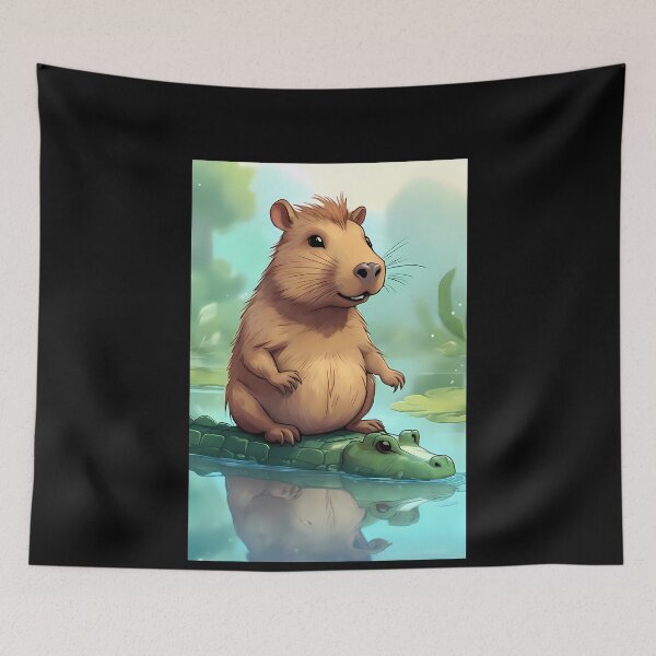Item preview, Cute Capybara and Alligator Cartoon designed and sold by Mechanical-Artt.
