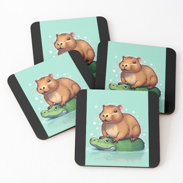 Item preview, Charming Capybara and Alligator Cartoon designed and sold by Mechanical-Artt.