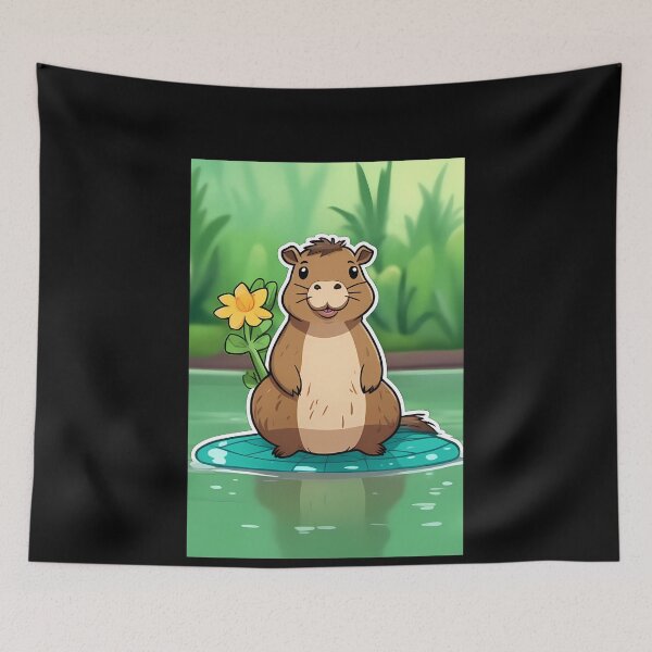 Item preview, Cute Cartoon Capybaras Pond Frolic designed and sold by Mechanical-Artt.